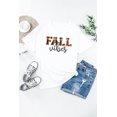 thumbnail image 3 of ABPHQTO Camiseta gráfica de manga corta con estampado de cuadros escoceses FALL Vibes de mujer blanca, 3 of 5