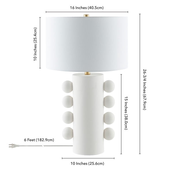 Jurrah 27" Tall Ceramic Table Lamp with Fabric Shade in Matte White/White