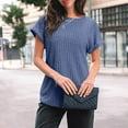 thumbnail image 6 of KCAHPAN Womens Short Sleeve Sweaters Tops Ribbed Knit Crewneck Summer Pullover Blouse, 6 of 21