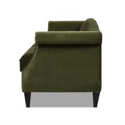 Elaine Camel Back Sofa Nailhead Accents, Olive Green