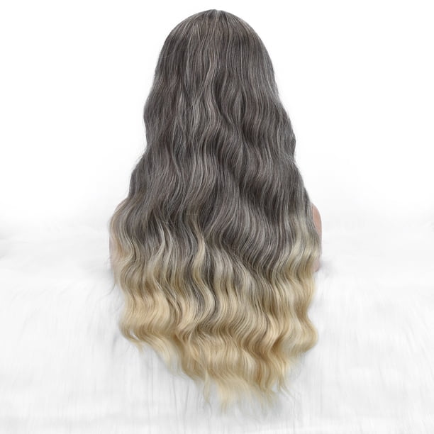 Xihbxyly Peluca de Cabello Ondulado y Rizado, Flequillo Natural con Raya Al Medio, Cabello Sintético Largo, Ideal para Fiestas de Disfraces, Carnavales y Mascaradas, Tamaño Ajustable, Fácil de Peinar