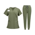 thumbnail image 2 of Nurse Uniform for Women Modern V-Neck Scrub Top & Jogger Scrub Pants with Multi Pockets Stretch Nursing Uniform Scrub Suit, 2 of 4