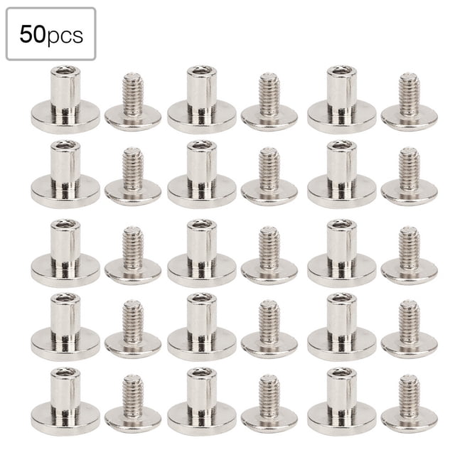 Rivet Kit 50 Set 8mm Pure Copper Flat Head Rivets Leather Strap Screws Kit For Notebook Binding