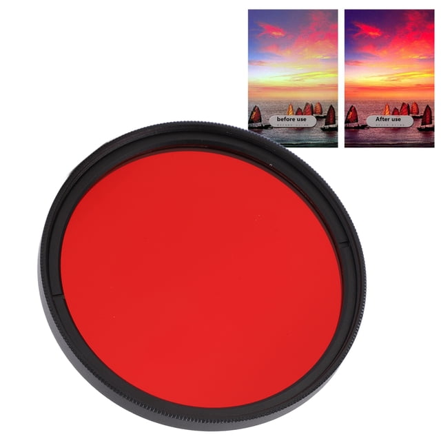 Full Red Color Lens Filter Threaded Camera Red Filter Enhances Sunset and Landscape Photography for 67mm 62mm 58mm 55mm 52mm Interface Lens