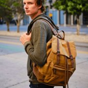 TimberWolf Vintage Daypack Backpack w/ Waxed Canvas, Laptop Compartment, Water-Resistant Lining, Leather Trim, Adjustable Straps & Front Zipper Pocket – The Daypack