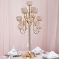 thumbnail image 2 of Efavormart 40" Tall 13 Arm Gold Metal Crystal Beaded Candelabra Candle Holders, Goblet Votive Candle Holders, 2 of 11