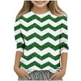 thumbnail image 2 of COM1950s T-Shirt Imprimé Col Rond Manches 3/4 Mode pour Filles, Saint-Patrick pour Enfants, 2 of 9