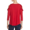 thumbnail image 2 of Status by Chenault Ruffle Cold Shoulder Top (Red, XS), 2 of 2