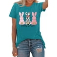 thumbnail image 2 of Easter Shirts for Women Bunny Print T Shirts Short Sleeve Crew Neck Graphic Tee Casual Top Green XXXL, 2 of 4