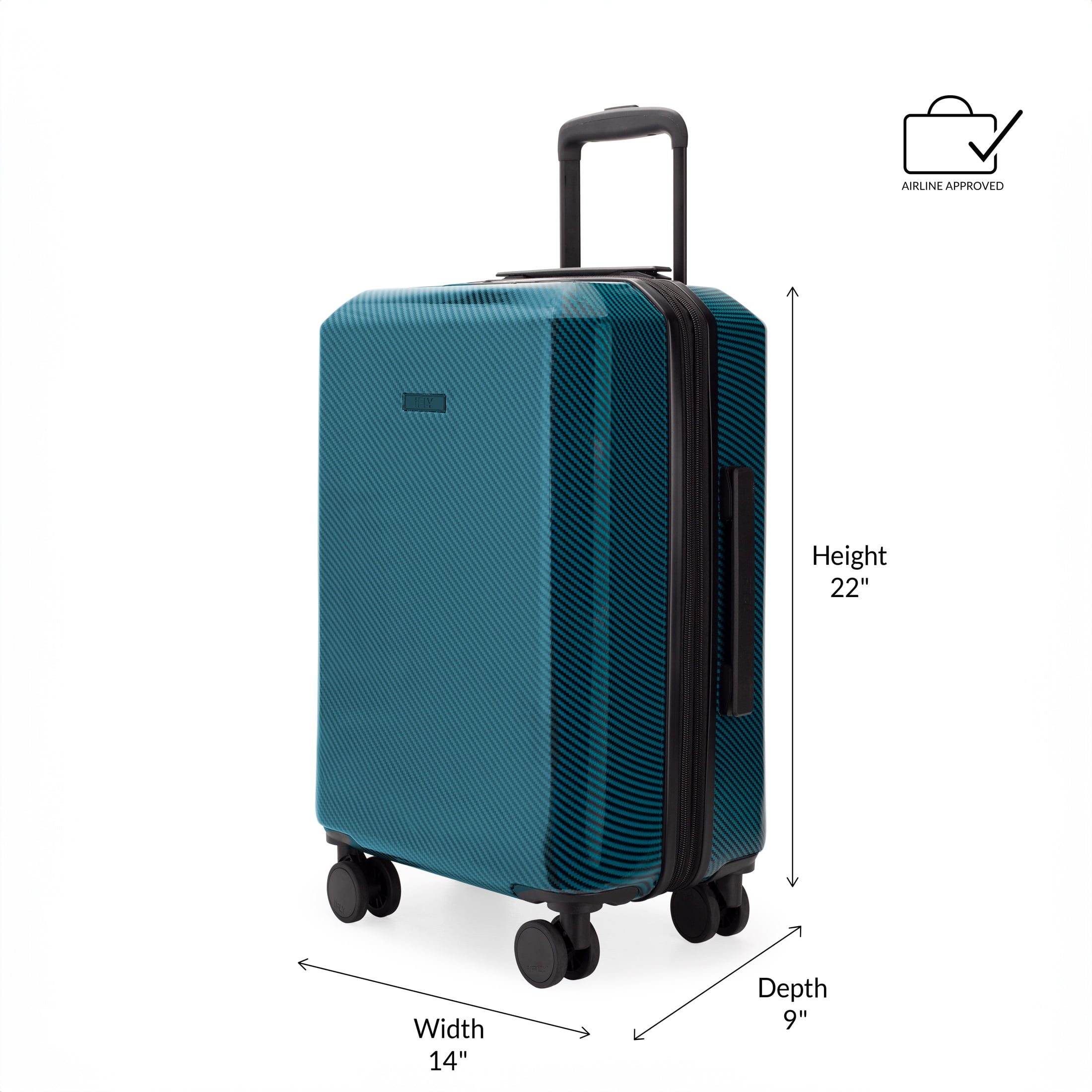 iFLY Carbon Elite 20" Expandable Hardside Spinner Carry-On Luggage, Teal