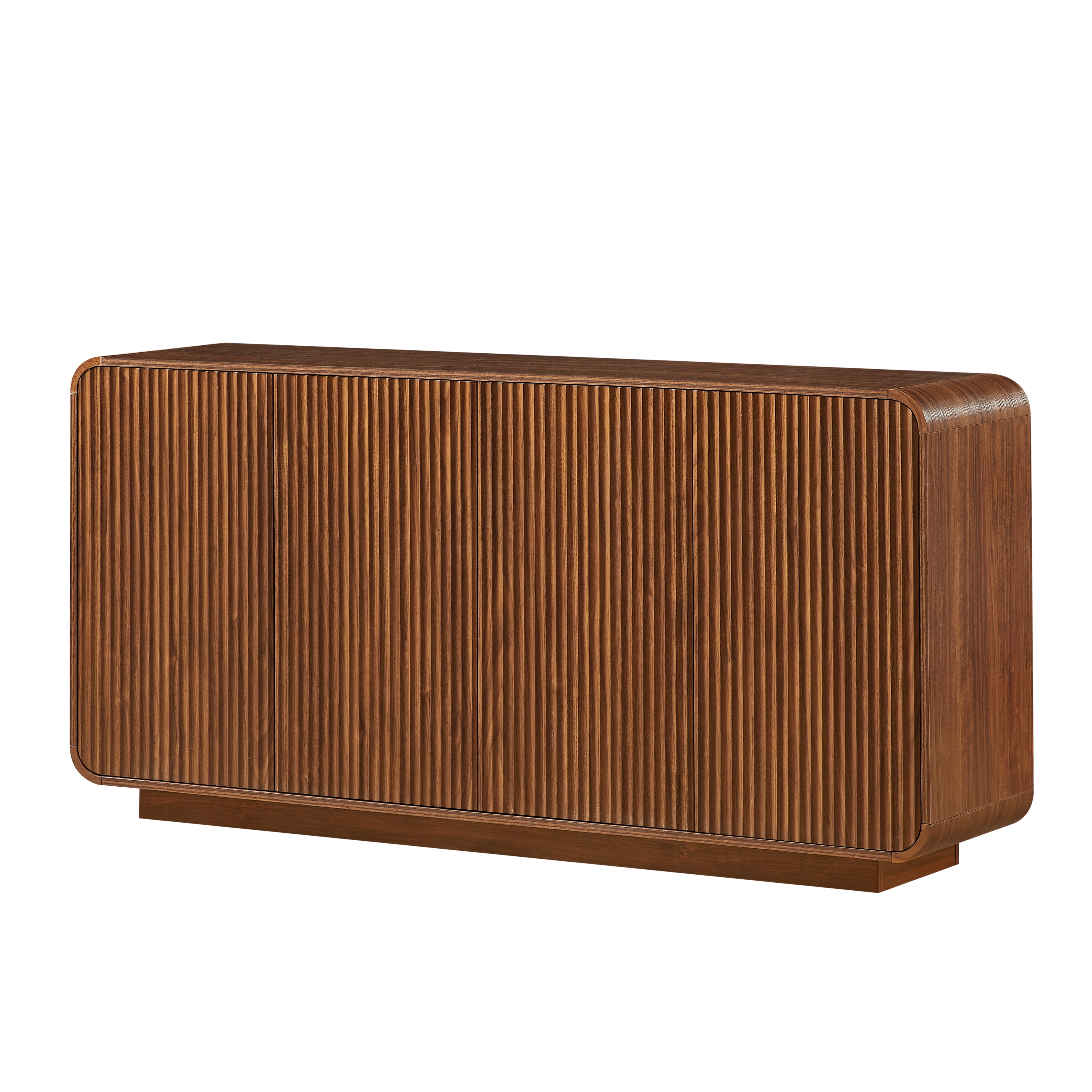 64" Buffet Sideboard Cabinet with Storage,Modern Vertical Fluted Entryway Cabinet, Waterproof & Scratch Resistant Storage Sideboard Cabinet, Ideal for Living Room, Kitchen, Dining Room,Walnut