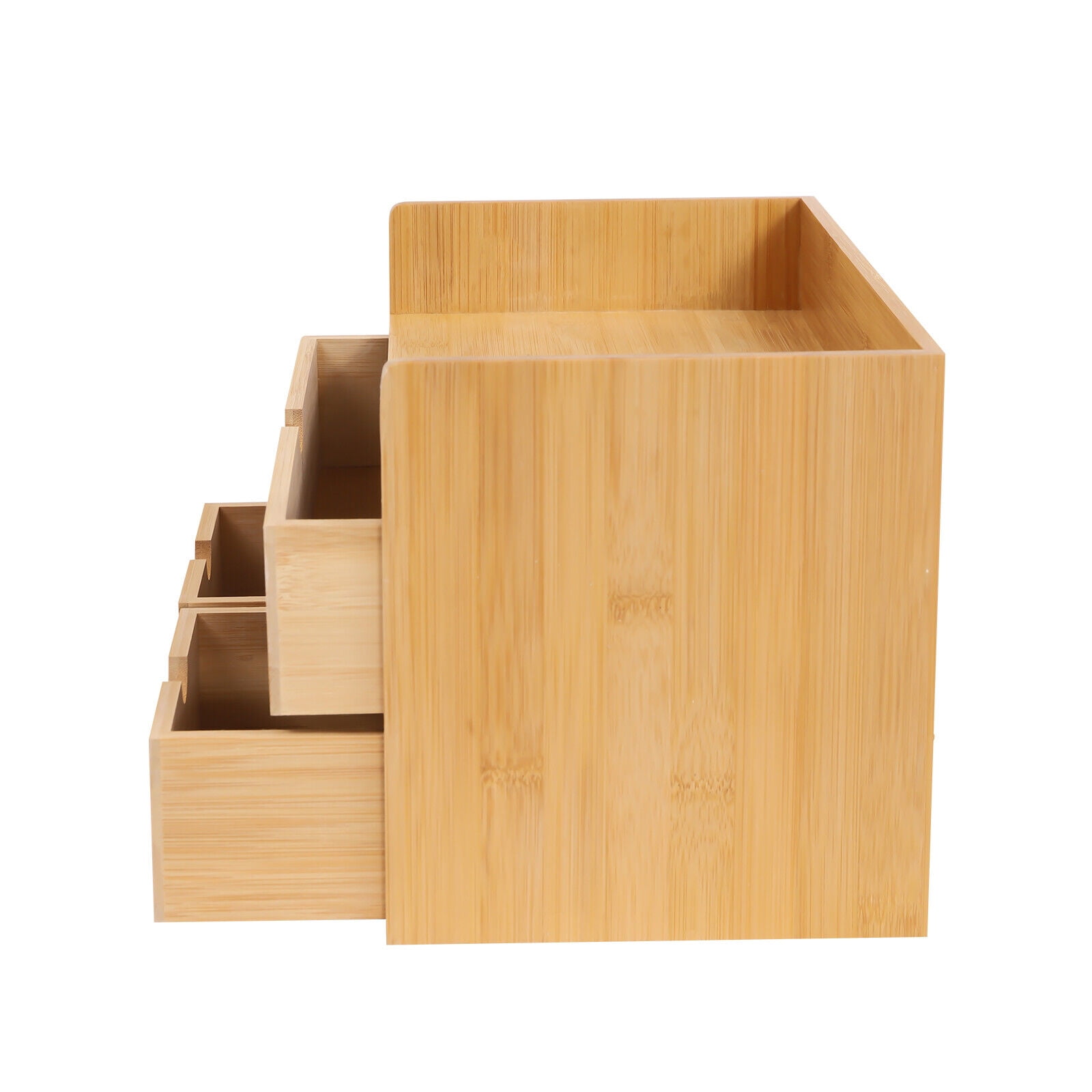 3-Tier Bamboo Shelf Organizer for Desk with 3 Drawers - Desk Storage for Office Bamboo Desk Organizer Tabletop Organizer w/3 Drawer Pen Storage Box Office Home