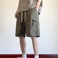 thumbnail image 7 of Men's Cargo Shorts Elastic Waist Solid Color Quick Dry Lightweight Casual Fashion Zipper Pocket Bandage Knee Length Summer Daily Beach Vacation Golf Streetwear Travel Essentials, 7 of 7