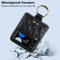 thumbnail image 5 of Case for Samsung Galaxy Z Flip 4 with Ring, Luxury Soft Rhomboid for Women Men PU Leather + Hard PC Shell Ultra Thin Slim Durable Shockproof Protective Cover for Galaxy Z Flip 4 Black 5G, 5 of 14