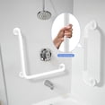 thumbnail image 3 of White L-Shaped Grab Bar 16 Inch + Knurled Grab Bar 20 Inch, ZUEXT Stainless Steel 90 Degree Angled Safety Grab Rail, Bathroom Mobility Aid Handrail, Balance Support Assist Shower Bar for Senior, 3 of 11