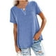 thumbnail image 1 of Camiseta holgada informal de verano con cuello en V redondo y manga corta de color puro para mujer para uso diario, 1 of 5