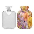 thumbnail image 2 of 2L Hot Water Bottle with Soft Velvet Cover PVC Hot Water Bag for Pain Relief Long-Lasting Warmth Summer Blossoms, 2 of 8
