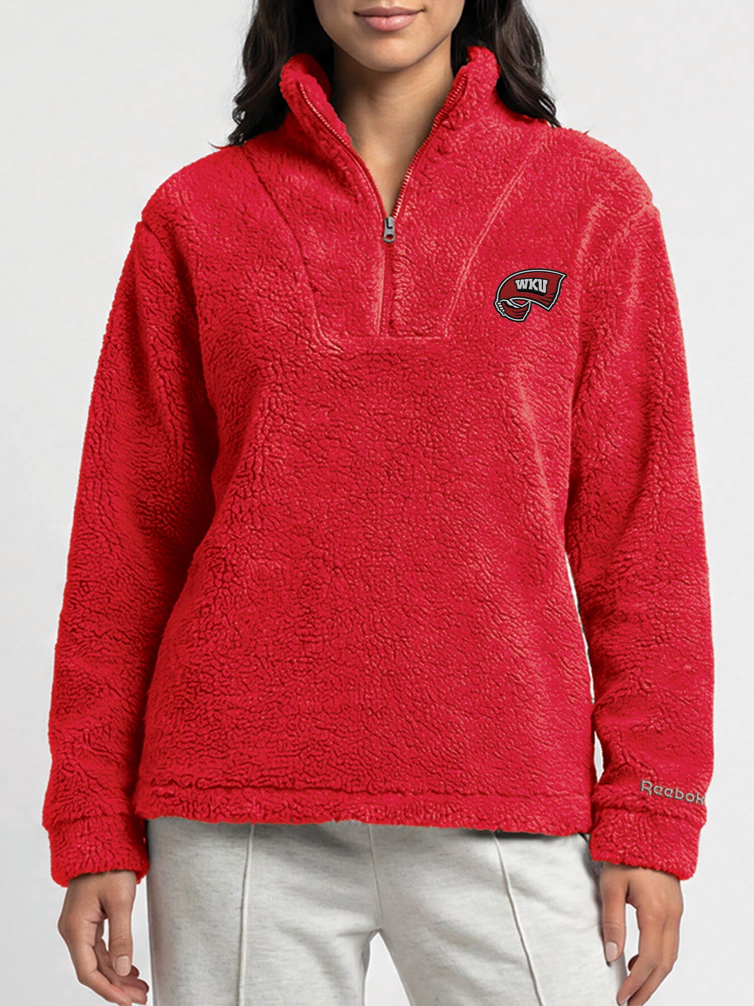 Western Kentucky Hilltoppers Reebok Womens Relaxed Fit Qtr Zip Sherpa Pullover