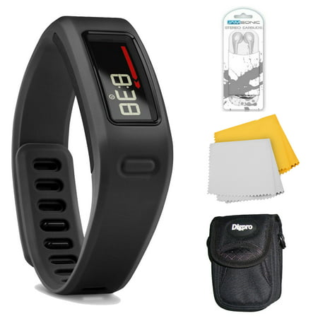 Garmin Vivofit Bluetooth Fitness Band Plus Accessory Bundle (Black). Bundle Includes Xtreme Audio Earbuds with Microphone, Deluxe Case, and Micro Fiber Cleaning Cloth
