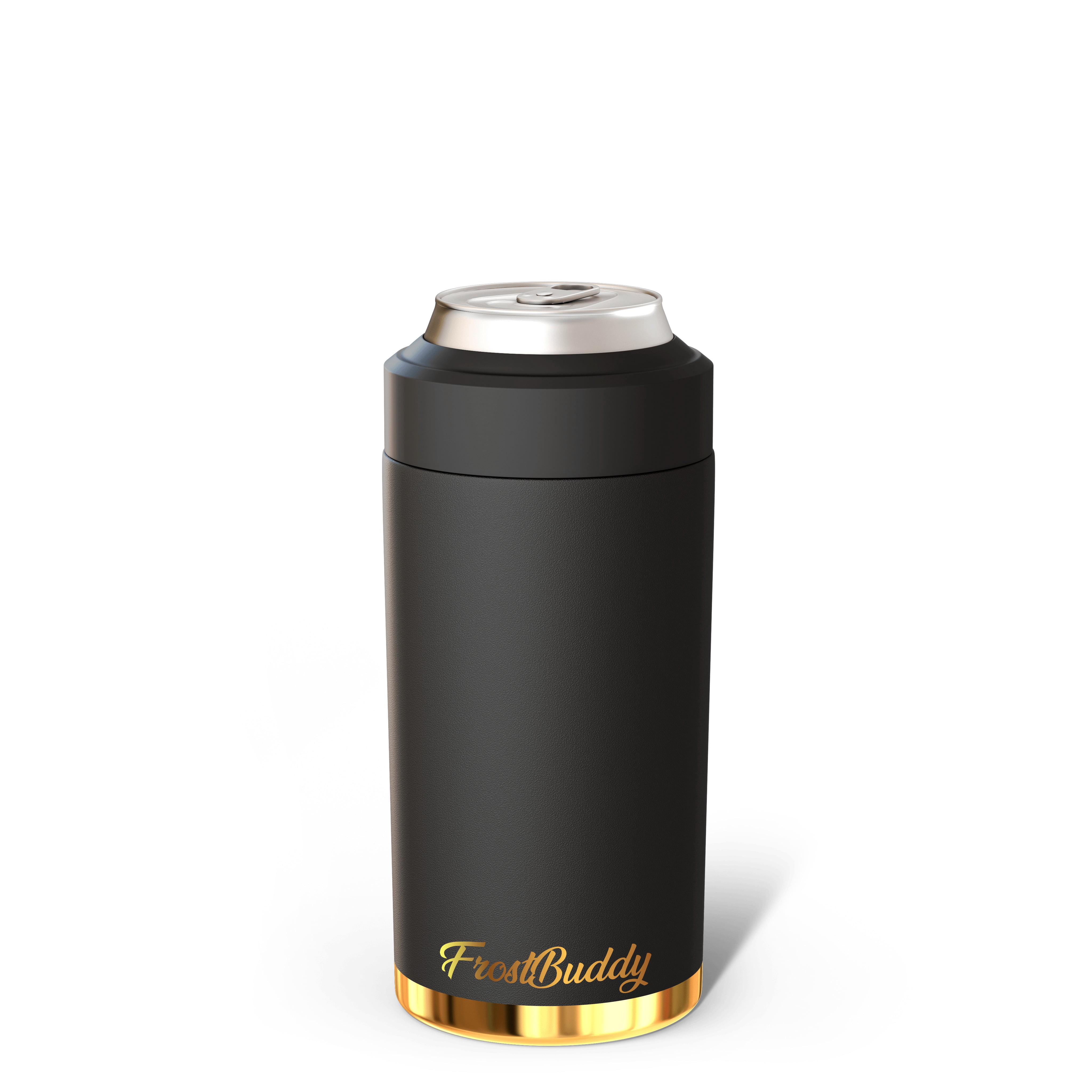 Frost Buddy Universal Can Cooler - Fits all - Stainless Steel Can Cooler for 12 oz & 16 oz Regular or Slim Cans & Bottles - Stainless Steel