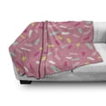 thumbnail image 3 of Pink and White Soft Flannel Fleece Throw Blanket, Abstract Pattern of Colorful Donut Sprinkles Tasty Food Bakery Theme, Cozy Plush for Indoor and Outdoor Use, 50" x 60", Multicolor, by Ambesonne, 3 of 6
