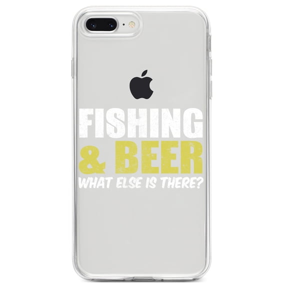 DistinctInk Clear Shockproof Hybrid Case for iPhone 7 PLUS / 8 PLUS (5.5" Screen) TPU Bumper Acrylic Back Tempered Glass Screen Protector - Fishing & Beer. What Else is There?