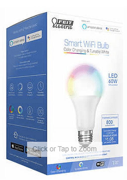 Feit Electric WiFi LED Smart Bulbs 60W Replacement, 4-Pack Color Changing