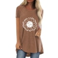 thumbnail image 1 of Pxiakgy Vente Chaude!! T-Shirt Graphique Tournesol Mignon à Manches Courtes Imprimé Vintage Mode Décontractée Col Rond Manches Courtes devant Long Dos T-Shirt Café L, 1 of 4