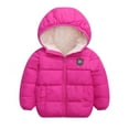 thumbnail image 2 of Godderr Kids Toddler Girls Boys' Winter Jackets Fleece Jackets Bear Ear Hooded Toddler Short Cotton Outerwear Warm Lined Coat Outer Clothing for 1-7Y, 2 of 7