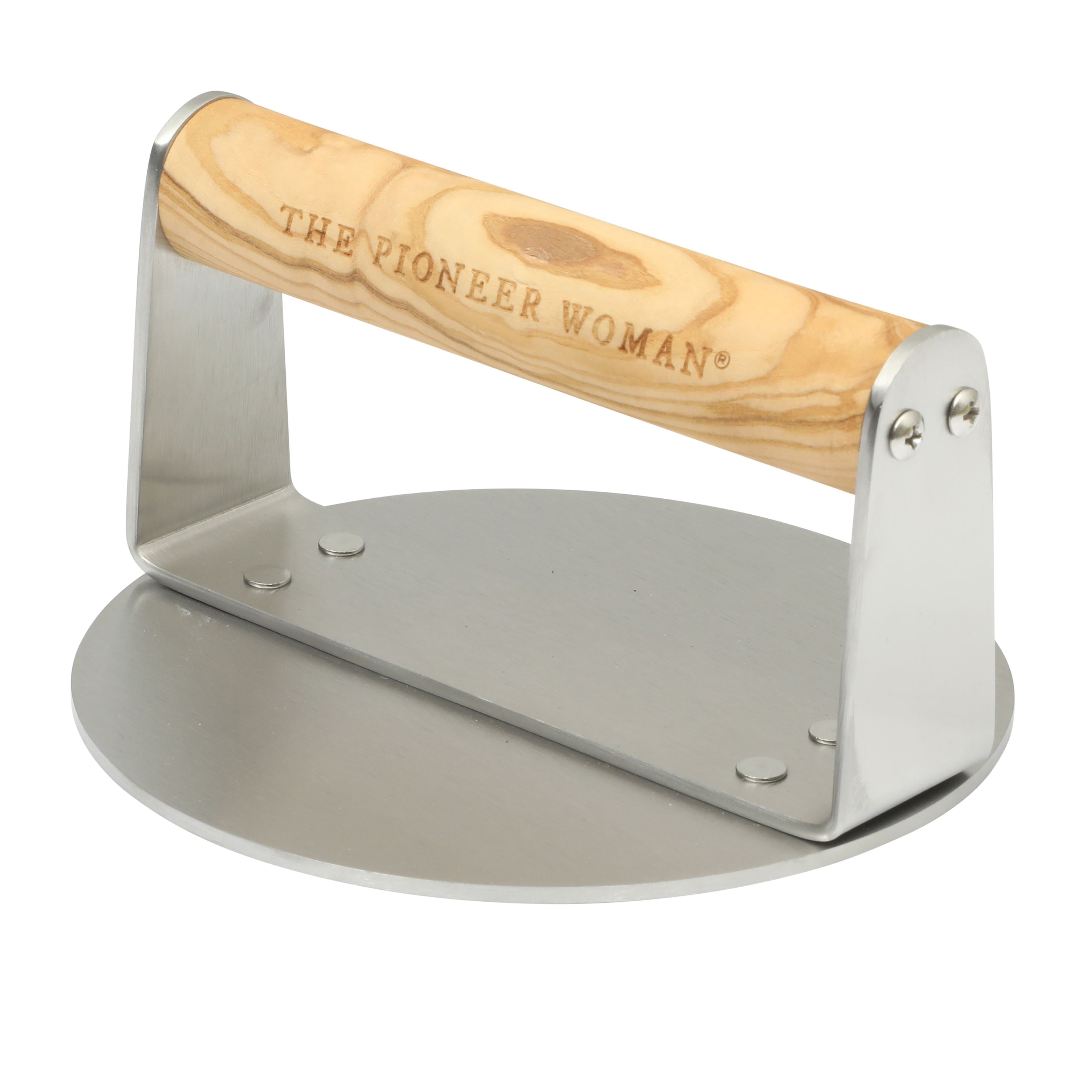 The Pioneer Woman Stainless Steel Burger Smasher with Olivewood Handle