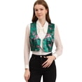 thumbnail image 1 of INSPIRE CHIC Traje De Navidad Para Mujer Chaleco De Satén Con Cierre De Botón Y Estampado Floral Verde oscuro L, 1 of 6