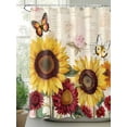 thumbnail image 2 of Shower Curtains Yellow Red Sunflower Butterfly Bath Curtain Retro Farmhouse Waterproof Bathroom Shower Curtain Set with Hooks Decoration 72 x 72 Inches, 2 of 7