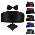 thumbnail image 2 of Bangcool Noeud Papillon pour Homme Mode Couleur Unie Noeud Papillon Formel avec Pochette Carrée et Anneau d'Été, 2 of 8