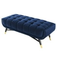 thumbnail image 4 of Accent Chair Bench, Velvet, Dark Blue, Modern Contemporary Urban Design, Living Lounge Room Hotel Lobby Hospitality, 4 of 7