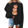 thumbnail image 4 of CLOISE Womens Crewneck Sweatshirt Graphic Halloween Fleece Lining Trendy Pullover Pumpkin Long Sleeve Tops Fall Winter Slim Outfits for Daily Wear Black XL, 4 of 5