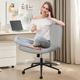 thumbnail image 4 of Hoffree Cross Legged Office Chair with Wheels Armless Office Chair Fabric Padded Swivel Vanity Chair Criss Cross Chair Wide Seat Height Adjustable for Home Office, 4 of 9