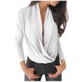 thumbnail image 1 of Moda mujer sexy manga larga multicolor costura profundo swing cuello blusa camisa Pompotops  gfhjh15752, 1 of 8