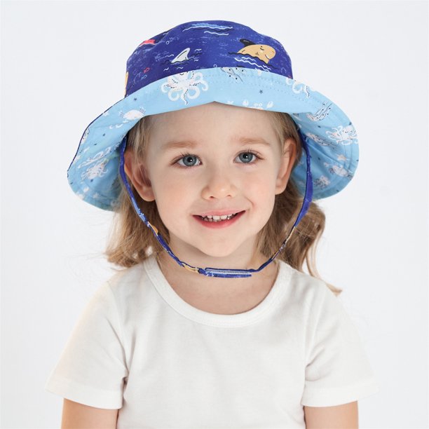 BTJX Kid's Cartoon Sun Hat Wide Brim UPF 50+ Protection Hat For Toddler