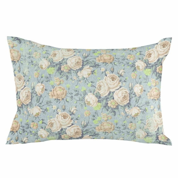Outdoor Waterproof Throw Pillow Covers Set of 2 Blue Camellia Floral Pillowcases Lumbar Outdoor Pillows Cushion Case 20x12 Inch Leaves Branch Retro Flowers Patio Pillows for Couch Sofa Bed