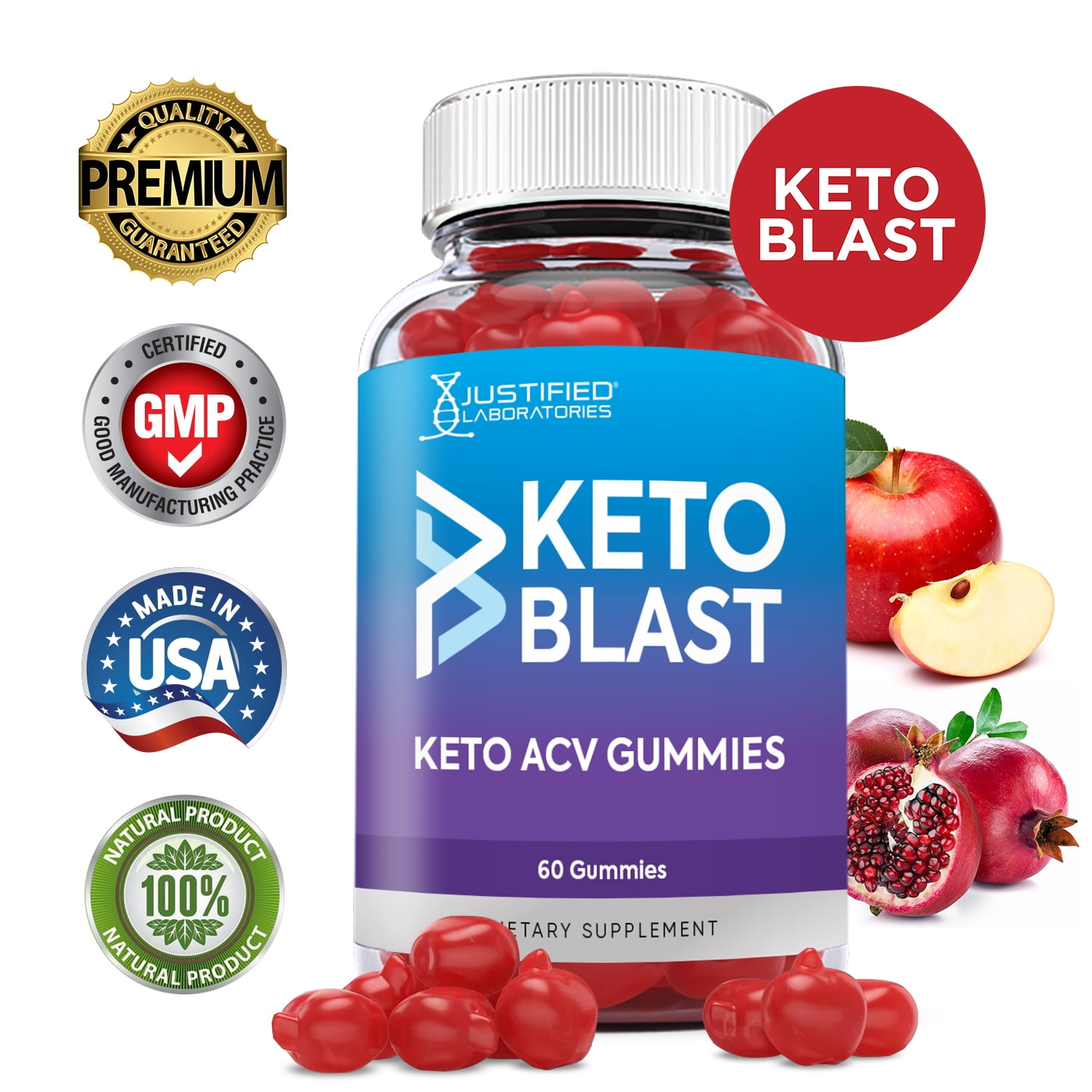 Keto Blast Gummies 1000MG ACV with Pomegranate Juice Beet Root B12 60