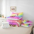 thumbnail image 5 of Feelyou Kawaii Bownot Rabbit Twin Bedding Sets 7-Piece for Kid, Glitter Stars Rainbow Bedding Comforter Set, Groovy Flower Floral Reversible Sheet Sets, Super Cozy Room Decor, 5 of 7