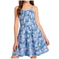 thumbnail image 2 of WRKEKC Girls Floral Dress Sleeveless Smocked Waist Adjustable Spaghetti Strap Casual Mini Dress for 7-16 Years, 2 of 6