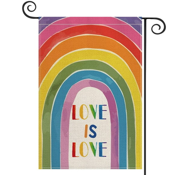 AVOIN colorlife Amour Est l'Amour Arc-en-Ciel Jardin Drapeau Double Face, LGBT Fierté Défilé Communauté Gay Fierté Lesbienne
