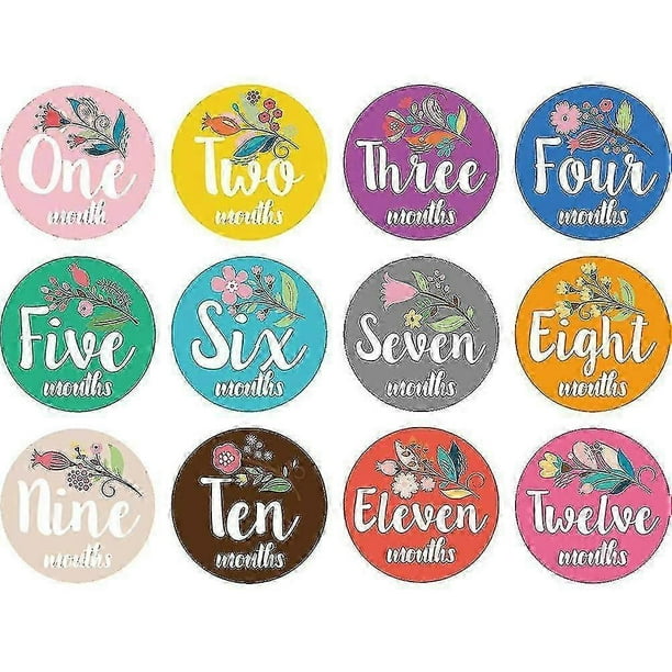 12pcs Floral Baby Girl Milestone Stickers 12 Monthly Photo Picture Props For Baby Shower Gift