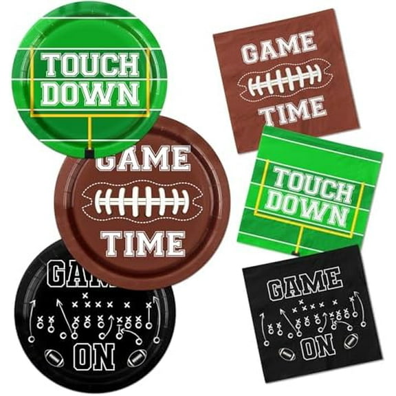 Football Party Supplies Football Plates and Napkin Serve 30,Football Theme Tableware for Events Football Frenzy Game Time Tailgate Sports Luncheon Party Favors$$Home Decor, Kitchen, & Other