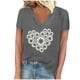 thumbnail image 1 of Camisetas de Manga Corta para las Mujeres, Impresión de Cuello en V Camiseta Casual Top Hecho de 95% Poliéster 5% Spandex para el Uso Diario de Primavera Verano, Camisetas para las Mujeres Casual, 1 of 4