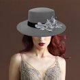 thumbnail image 6 of Slccxzc Elegant Fedora Hat with Floral Embellishment Retro Wide Brim Hat Panama Floppy Cap for Wedding Race Banquet Tea Parties, 6 of 7
