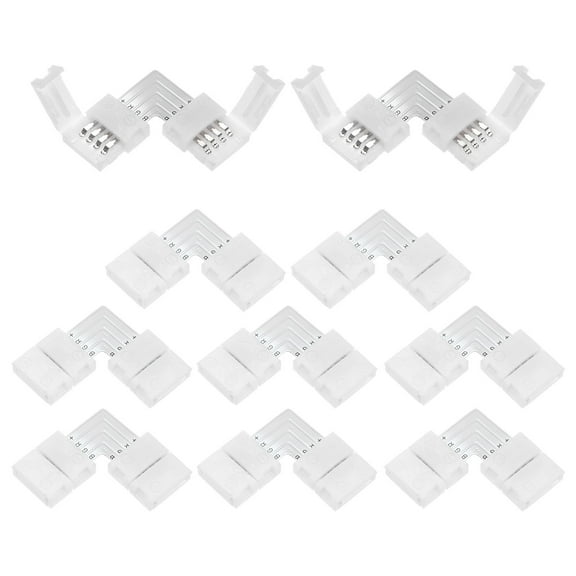 Uxcell 10-Pack 4-Pin 10mm RGB LED Strip Lights Connectors L Shape for 5050 2835 Strip Light DIY Lighting [White]
