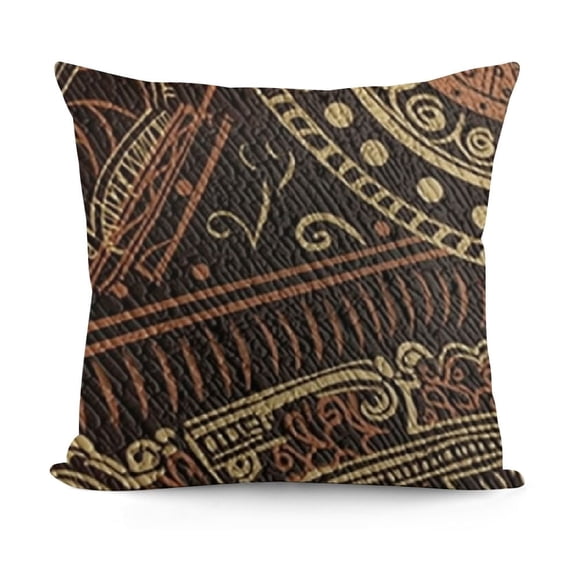 Brown Knitted Quilt Pillowcover Image with Geometrical Shapes Art Print, Standard Queen Pillow Sham for Bedroom, ", Brown Cocoa
