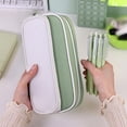 thumbnail image 5 of Veeogra Green & White Double Layer Pencil Pouch,Zipper Pencil Pouch,Aesthetic Stylish Case,Stationery Storage Bag,Pen Organizer Case,Utility Tool Pouch,Stationery Supplies Holder,Adult Office Storage, 5 of 9